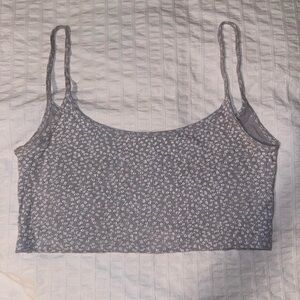 Brandy Melville Floral Blue and White Tank Top